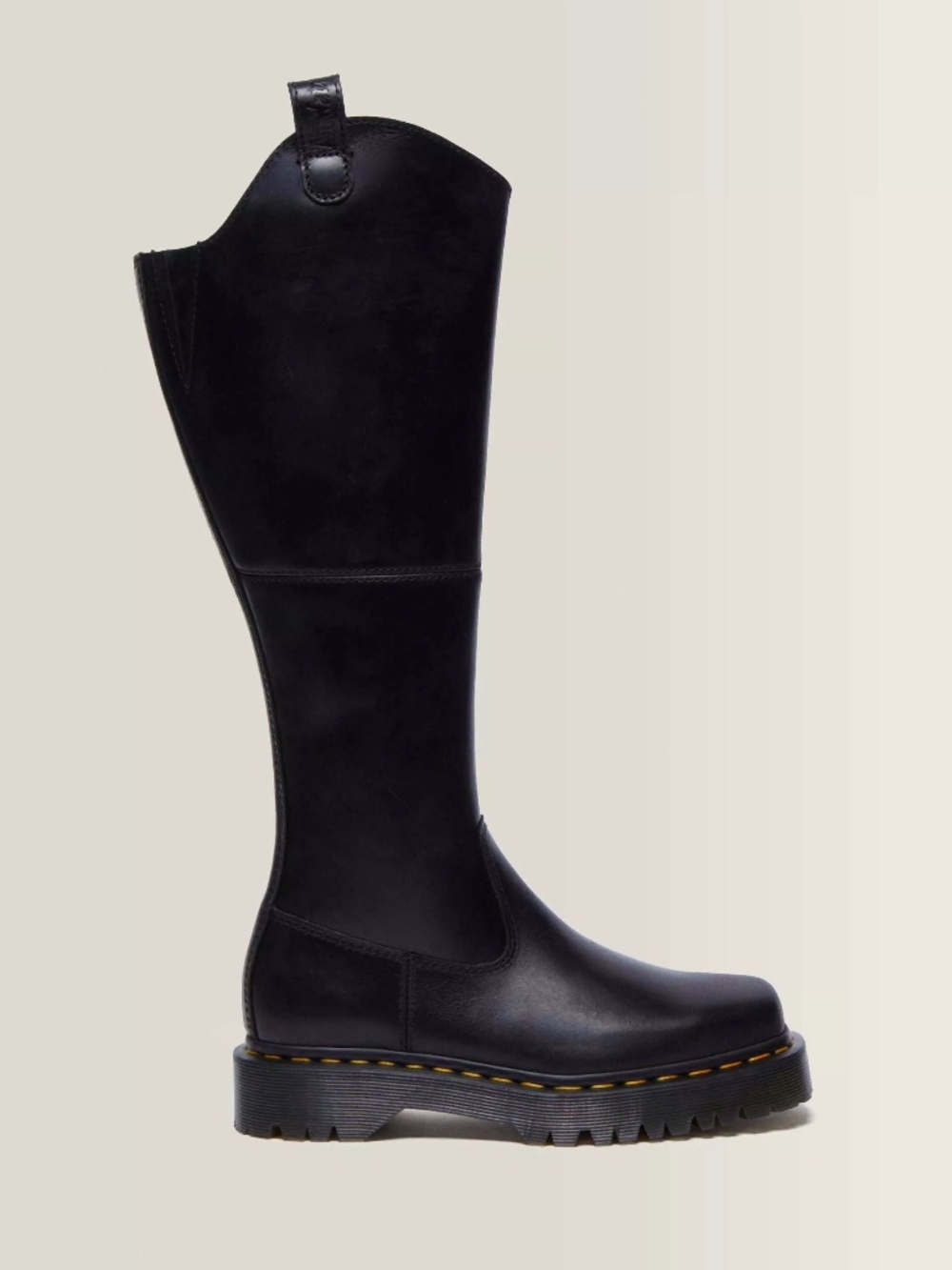 NWOB Dr. Martens Amaayah Hi Bex Knee High Leather Riding Boots Black Womens